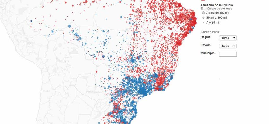 VISUALIZATION: ELECTIONS IN BRAZIL Map of the brazilian election results for president. http://goo.