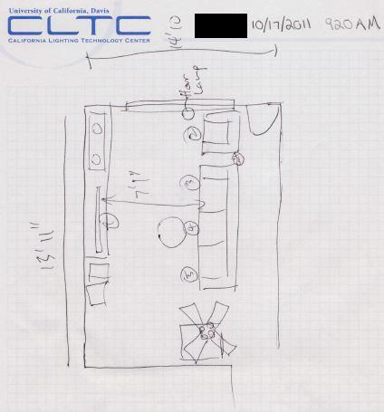 Television Viewing Room Sketch and Photos: During installation of measurement equipment, photos were taken and sketches made of the rooms where the televisions are viewed.