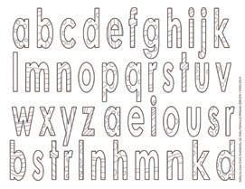 Your Very Own Gabby Letters On the following page are outlined letters. Have children colour and then cut out the letters. (We have included extras of some high-use letters like E, S and R.