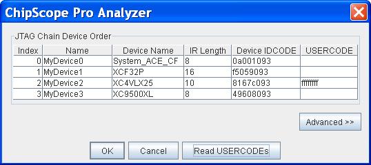 Chapter 4: Using the ChipScope Pro Analyzer R Configuring the Target Device(s) You can use the Analyzer software with one or more valid target devices.