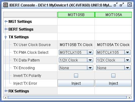 Chapter 4: Using the ChipScope Pro Analyzer R TX Settings The TX Settings section controls and displays information about the transmit side of the MGT (Figure 4-19).