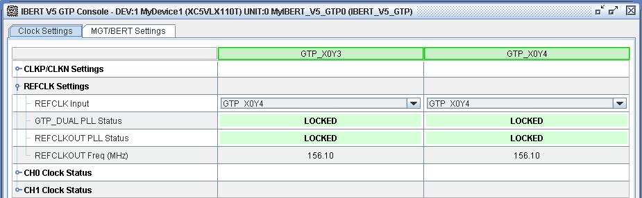 R Analyzer Features REFCLK Settings The REFCLK settings are related to the reference clock input source and other related parameters of a particular GTP_DUAL (see Figure 4-23).