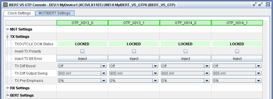 Chapter 4: Using the ChipScope Pro Analyzer R TX Settings The TX Settings control and status indicators are related to the various TX settings for a particular GTP channel (see Figure 4-31).