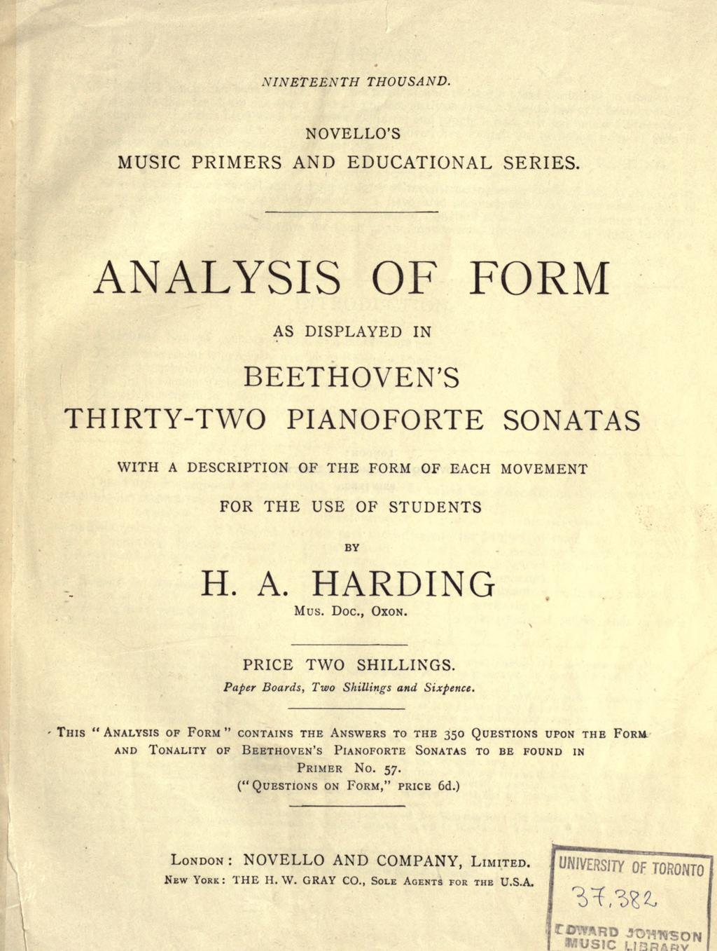 sssss* NINETEENTH THOUSAND. NOVELLO'S MUSIC PRIMERS AND EDUCATIONAL SERIES.