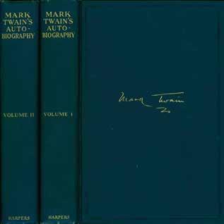 20 [Clemens, Samuel Langhorne]. MARK TWAIN S AUTO- BIOGRAPHY. With an Introduction by Albert Bigelow Paine. 2 vols., roy. 8vo, First Edition; Vol. I, pp. xvi, 370(last 2 blank); Vol.