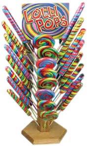 091C-37743 Teeny Twister Pops 091C-37744 Teeny Lolli Pops 091C-37745 48 pc. Lollipop Wood Counter Display, DISPLAY INCLUDES: 24 pcs.-#091c-37760 Round Lollipop 1.