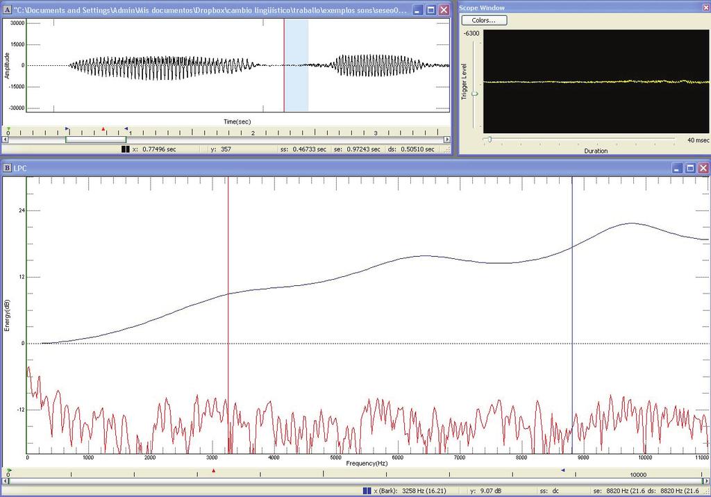 CILPR 2013 - SECTION 8 Imaxe 1: espectro e LPC de [s] en así (M75) Imaxe 2: espectro e LPC