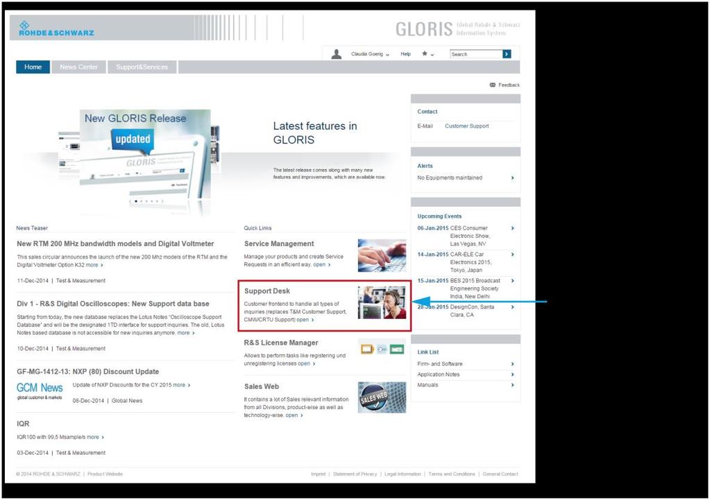 Implementation of service Reporting a support request All fields with a blue asterisk are mandatory. In the Rohde & Schwarz Contact E-Mail field, the name i.e. of the customer s local Rohde & Schwarz sales agent has to be entered.
