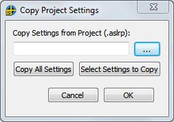 Choose the project file (with extension.aslrp) of the project that you wish to copy; this file will be located in the project folder with the same name.
