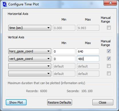 Selecting Time Plot Data will bring up a Configure Time Plot dialog.