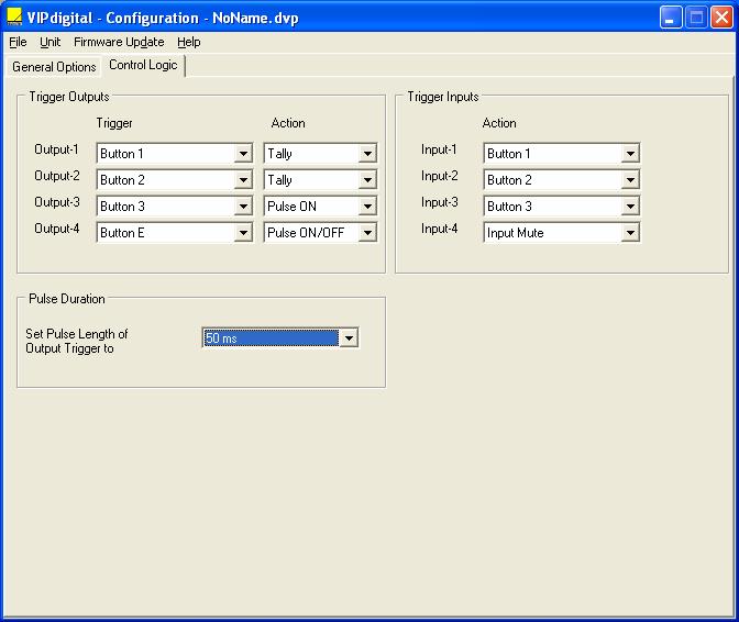 7.10 Window: Control Logic 7.10.1 Range: Trigger Outputs VIPdigital provides 4 trigger outputs (GPOs).