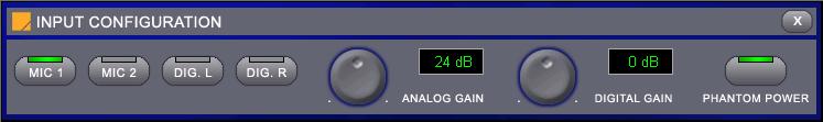 8.2.2 Module: Input 8.2.2.1 Input source Use the four buttons on the left side to select the desired input source. MIC1 Analog input 1 MIC2 Analog input 2 DIG. L AES/EBU input, left signal DIG.