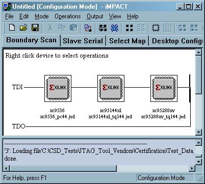 Using the XC95/XL/XV JTAG Boundary Scan Interface R 4. Select the Operation Program menu item with the Erase, before the programming and verify options.