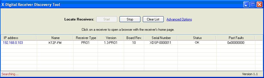 5 XPING (X-Digital Receiver Discovery Tool) The xping utility allows the user to view details about X-Digital receivers connected to the network, including: The receiver s IP Address The receiver s