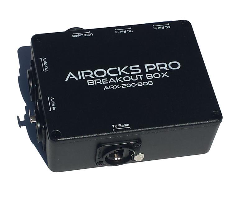 2.5.3 AiRocks Pro ARX-900-BOB Breakout Box The ARX-900-BOB is an optional remote connector interface that duplicates audio interfaces and AC power connection, and provides a USB interface of the