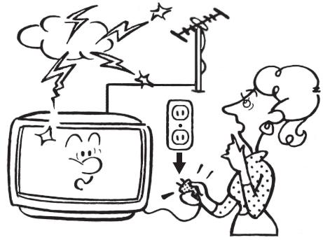 18) Never place or store the TV in direct sunlight; hot, humid areas; areas subject to excessive dust or vibration;