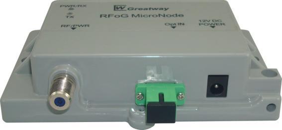 GFH2009 RFoG MicroNode GFH2009 RFoG MicroNode is designed to receive 1550nm TV RF optical signal from Passive Optical Network (PON) and send upstream cable modem signals at 1610nm optical wavelength