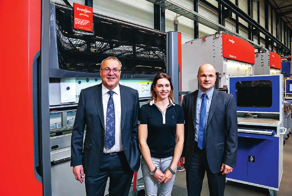 Focus Xcite Sheet metal workers on the fast track: Hans Zewe, company founder (left), Anuschka Zewe, second generation in the family business, along with Co-Director and Production Manager Gerhard