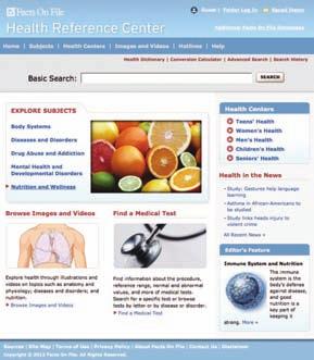 2012 Online Databases t Health Reference Center Perfect for any library Overview articles: informative entries separated into fi ve subject areas Body Systems, Diseases and Disorders, Drug Abuse and