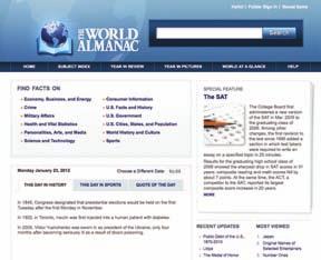 2012 Online Databases t The World Almanac Online easy to use the best place for pop culture information authoritative and exhaustive content Recommended.