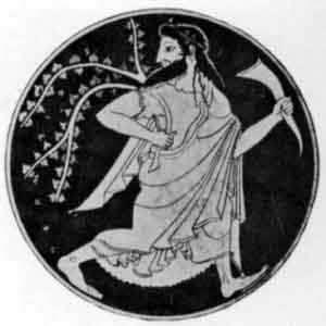 Dionysus is the god of the vine, which produces grapes for wine.