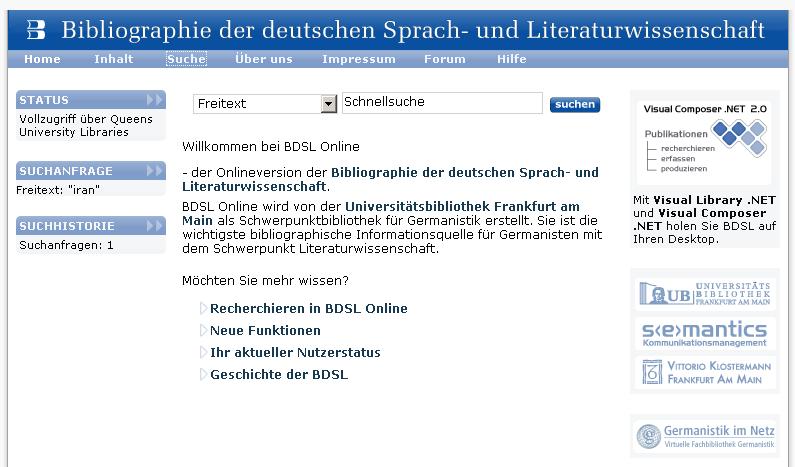BDSL Online: Bibliographie der deutschen Sprach- und Literaturwissenschaft This