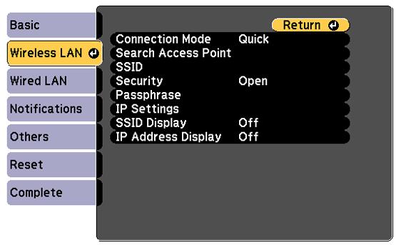 3. Select the Network menu and press Enter. 4. Select Network Configuration and press Enter. 5.