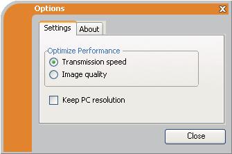 Presentation tools USB Display (continued) Options window If you select the Option button on the Floating menu, the Options window is displayed.