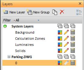 Make the import DWG entities undeditable 1. In the Layer Manager left-click on the pencil on Layer 0 under the Parking.