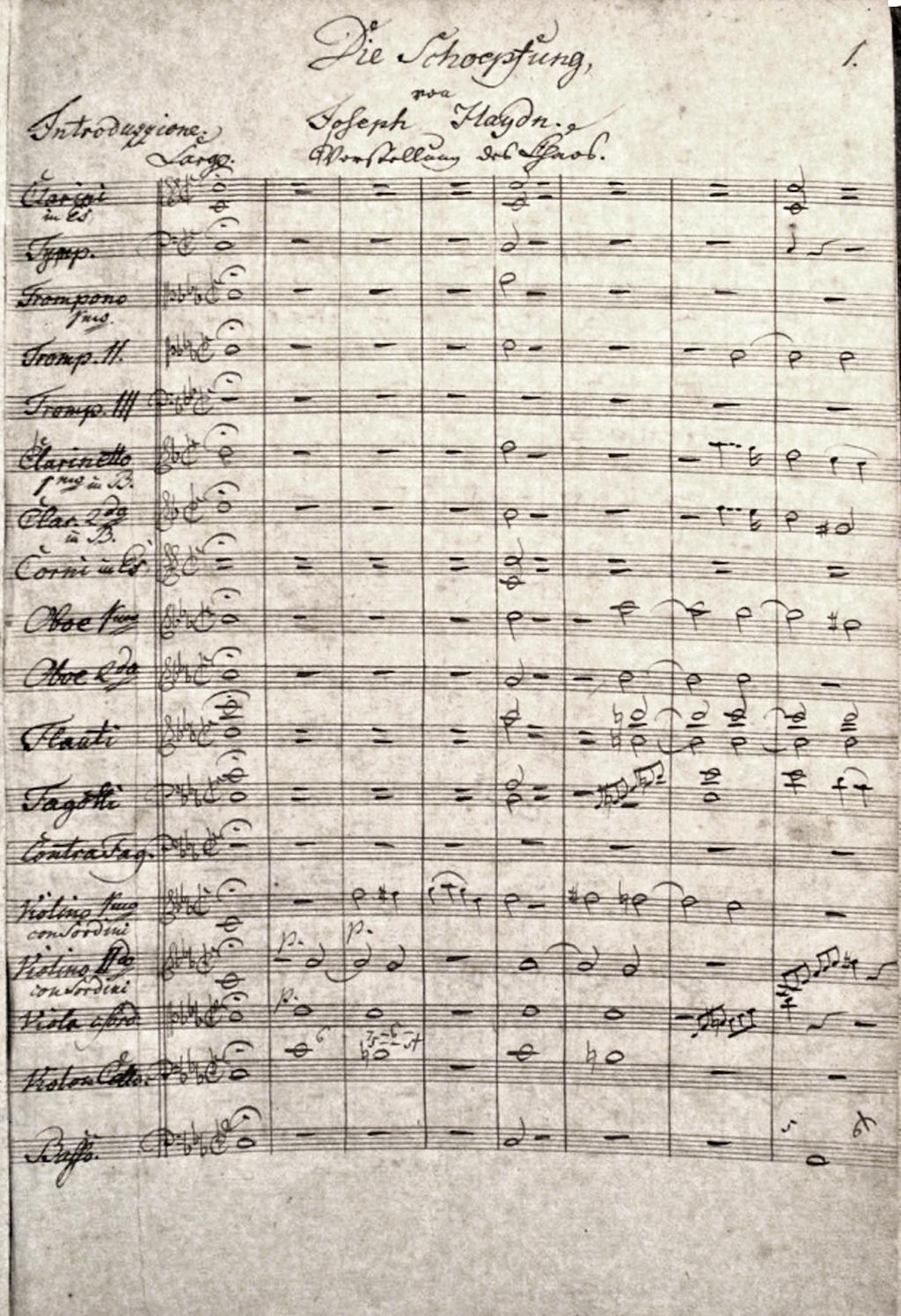 Illustration 2: Manuscript of "The Creation", an oratorio by Franz Joseph Haydn (courtesy of Petrucci Music Library) Material copyright 2016 by Gary Daum,