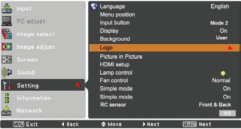Setting Display This function decides whether to display On-Screen Displays. On... Show all the On-Screen displays.
