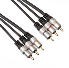 PAC406TXXX RCA cables can be bundled with video cables, to connect devices like VCRs and DVD players to TV sets, or CD players to stereo receivers. 1. PVC sheath, 2. Braided copper shield, 3.