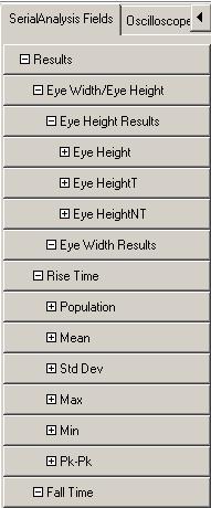 This example also shows the expanded list of fields available for an EyeWidth/Eye Height measurement and