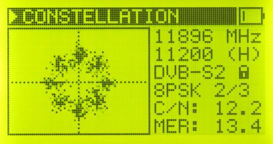 CONSTELLATION SCREEN : In this menu you may visually see the accuracy of I/Q values after you make the antenna adjustment of the TP