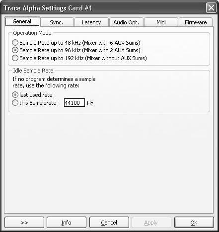 The Settings The following chapter is all about the system settings of the TRACE ALPHA. You open the corresponding window via the TRACE ALPHA symbol on the taskbar.