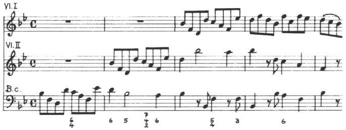 Vivaldi Training as Priest and Musician 47 Presto Example 2. Sonata in B-flat Major, Op. 1, No. 10 (RV 78), Gavotta.