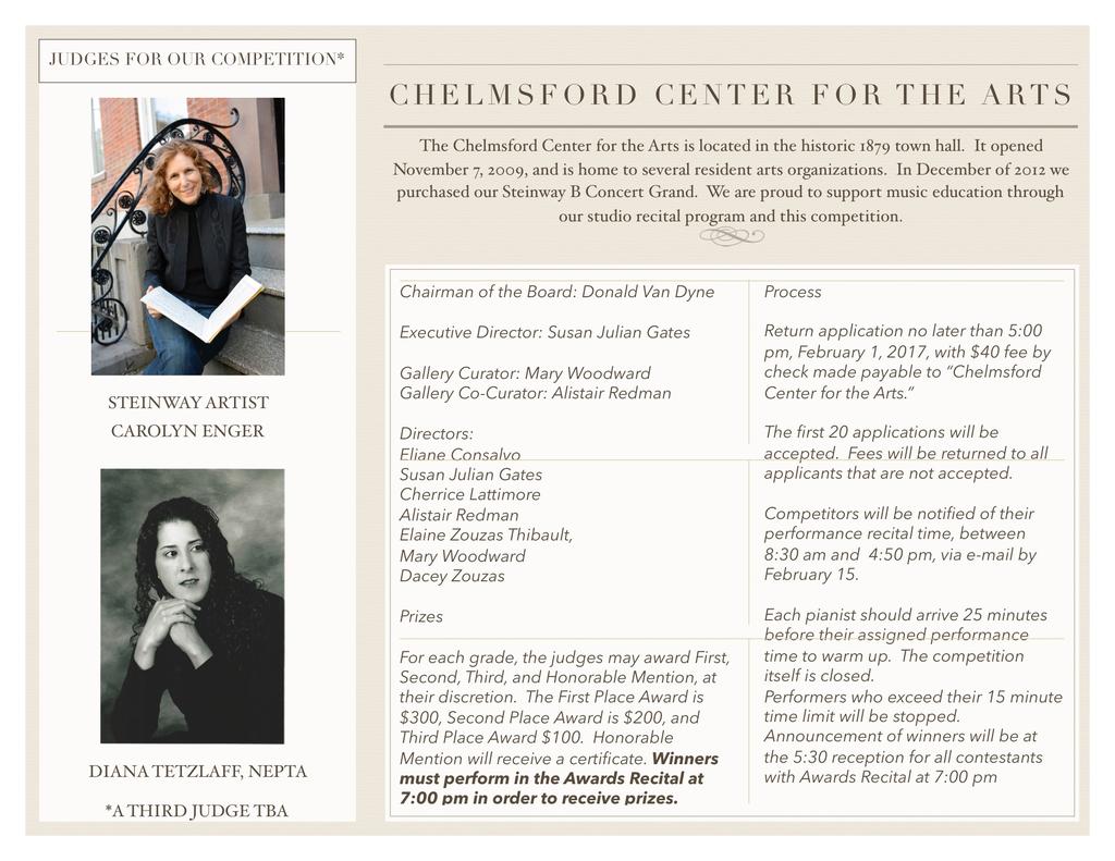 The Chelmsford Center for the Arts announces the CCA Piano Competition for current 11th and 12th grade students who
