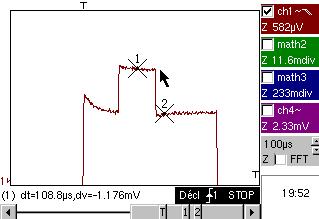 1 Demo: no. 8 : Weak square with noise 1 square signal with very weak amplitude and lots of noise 5mV < Vpp < 30 mv (depending on filter) - F 1 khz 200 or 500 µs/div. - MAIN = 2.5 or 5 mv/div.