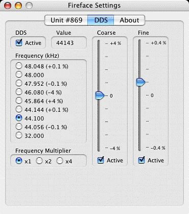 22.2 Settings dialog - DDS Usually soundcards and audio interfaces generate their internal clock (master mode) by a quartz. Therefore the internal clock can be set to 44.