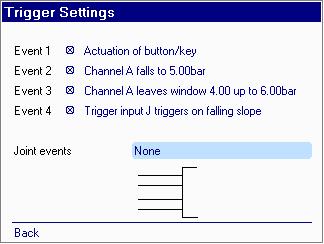 HMG 3010 Page 46 Event: Leaving measurement window This trigger event is very similar to Specific value. You can specify a Lower Limit and an Upper Limit.
