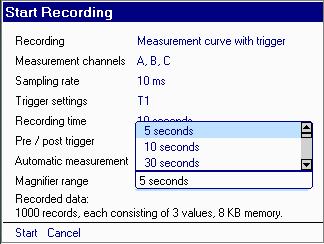 HMG 3010 Page 48 The next setting parameter for recording a triggered measurement curve is Pre/post trigger.