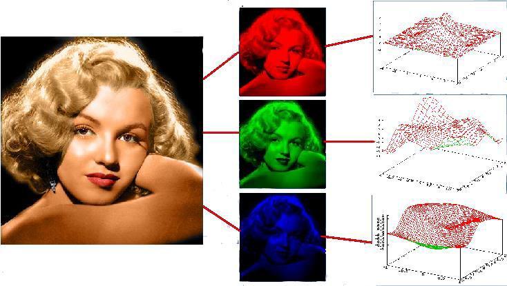 Multidimensional signal A color image is a signal from 2D points (positions in the space) to red, green