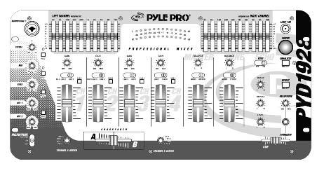 Features and Controls: PYD1928 Mixer MIC 1 Combo Input Jack For connecting a balanced or unbalanced low impedance microphone with XLRtype or 1/4 plug MIC 2 Input Jack (on input panel) For connecting