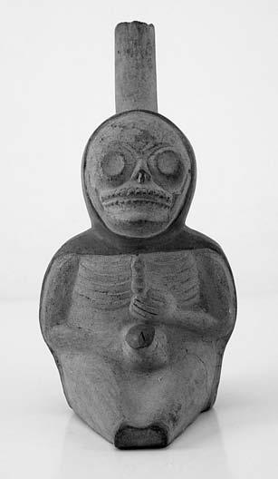 Figure 6 Moche vessel depicting a skeletonized figure with an erect phallus Image provided by the Museo Arqueológico Rafael Larco Herrera, Lima, Perú (ML004321) Sarahh Scher worlds is effected in two