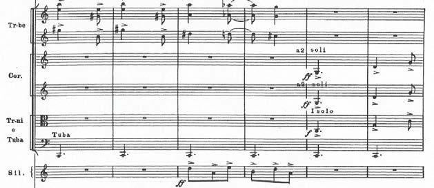 Both motives are hidden in hemiola rhythms, but it is one of Shostakovich s more transparent moments, as it suggests a direct link between the master, Stalin, and the betrayal motive. Fig. 3.