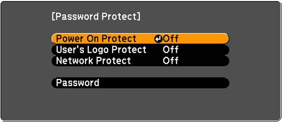 6. Press Esc to return to the Password Protect menu. 7. Make a note of the password and keep it in a safe place in case you forget it.