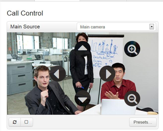 Controlling your camera Web interface Navigate to: Call Control You can control the camera from the Call Control page.