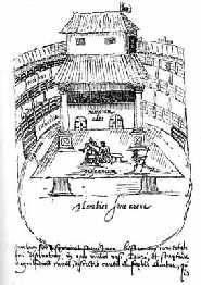 The Globe Theatre The sketch at left is perhaps one of the most important in theatrical history. In 1596, a Dutch student by the name of Johannes de Witt attended a play in London at the Swan Theatre.