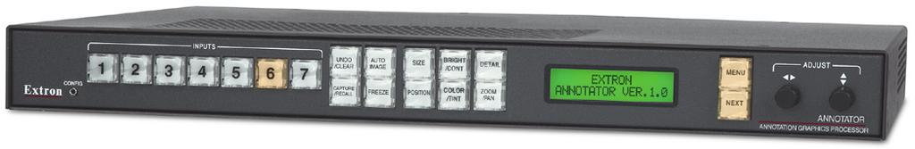 Overview Integrated seven-input switcher he Annotator accepts up to seven input sources, including composite video or S-video, component video, HDV, high resolution computer-video, DVI, and optional