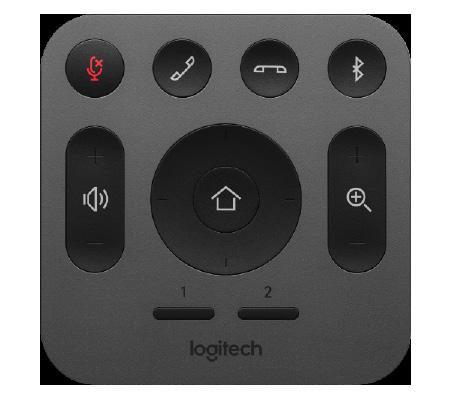 The remote offers basic controls such as pan, tilt, and zoom; three presets; volume; and some basic call controls.